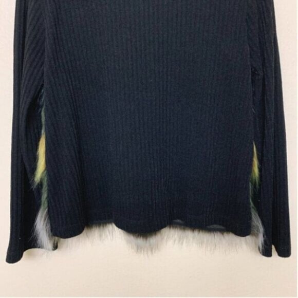 Clover Canyon Women's Color Block Knit Sweater Top Faux Fur Long Sleeves Black - Picture 8 of 8